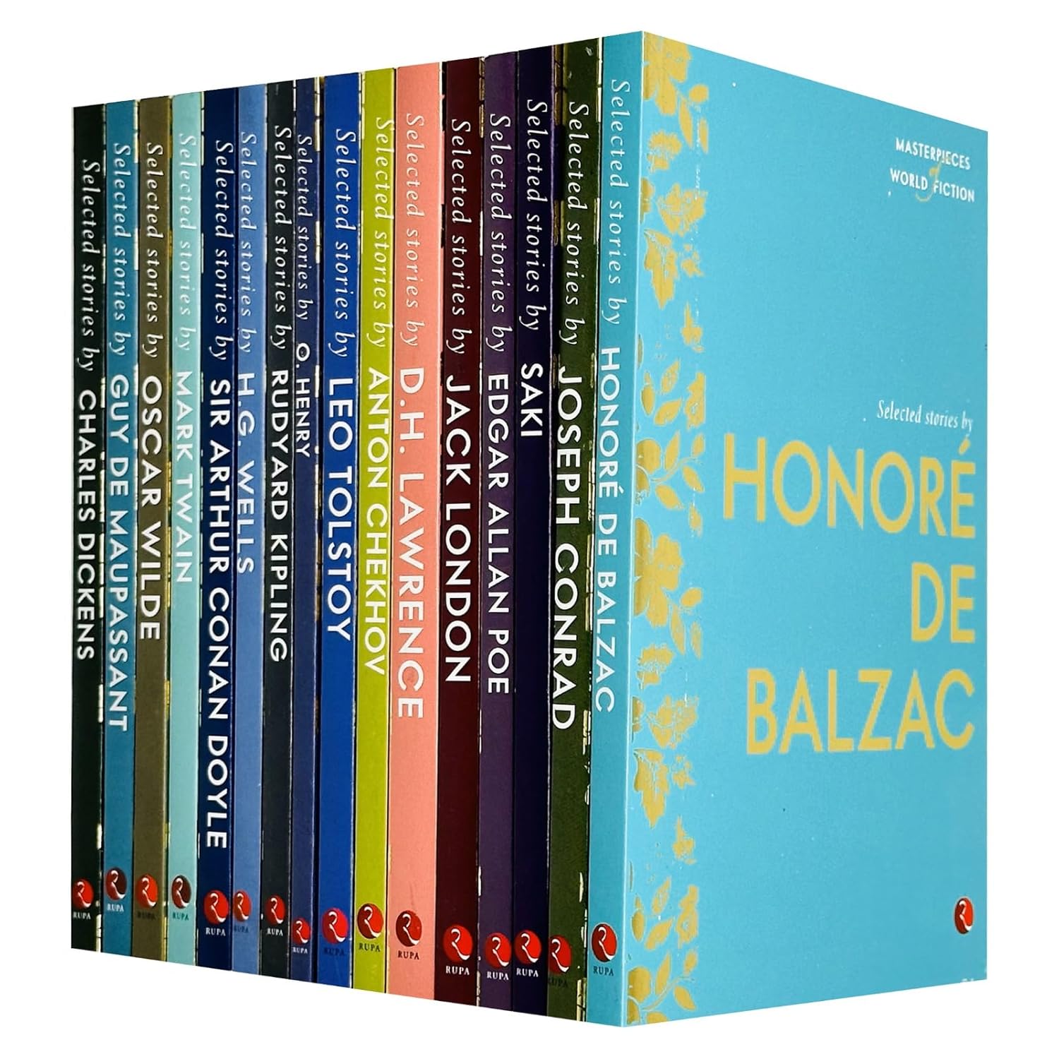 Masterpieces of World Fiction Selected Stories Series 16 Books Collection Set (Honoré De Balzac, Joseph Conrad,,H.G.Wells & More) - Lets Buy Books