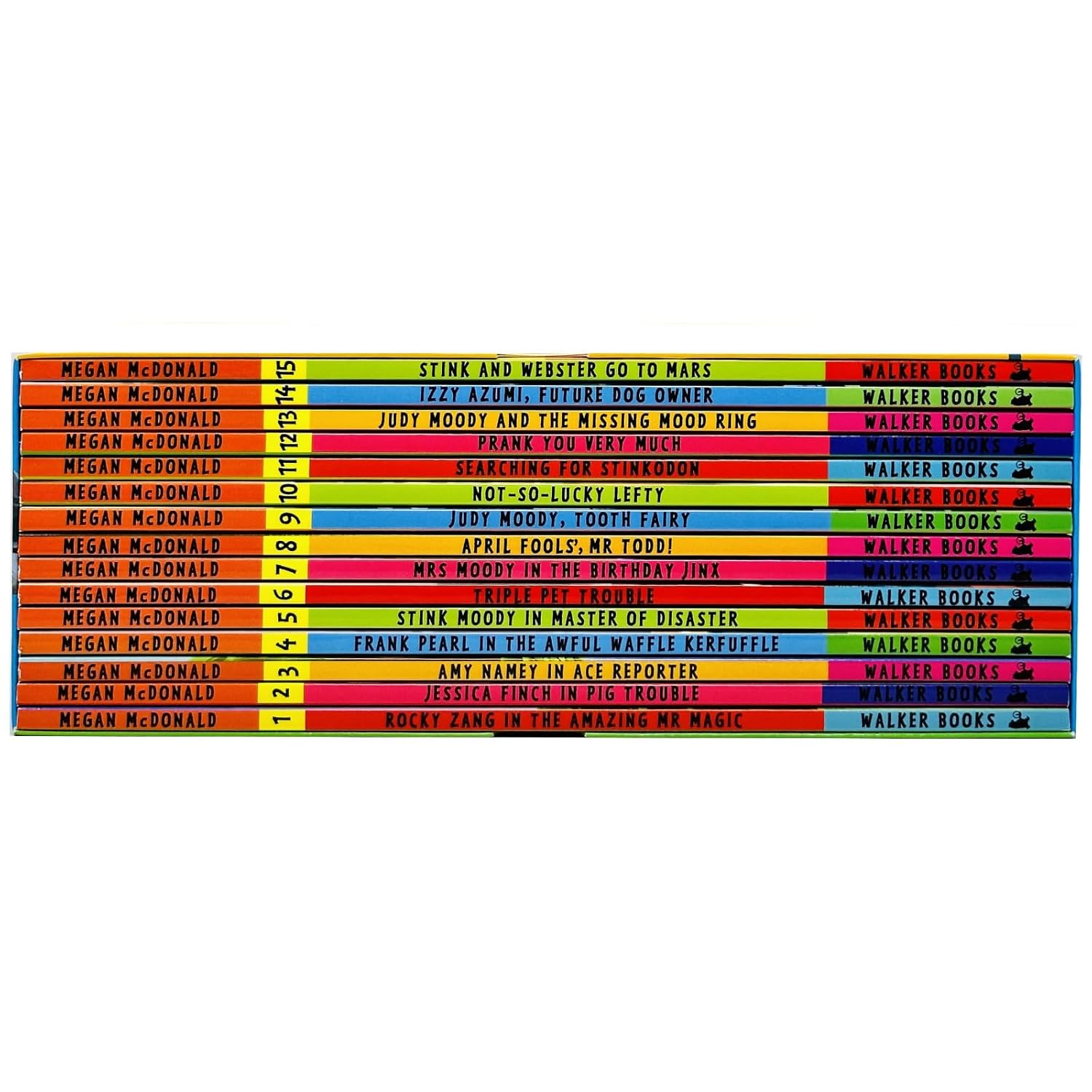 Judy Moody and Friends 15 Books Collection Box Set By Megan McDonald (Rocky Zang in The Amazing Mr. Magic, Jessica Finch in Pig Trouble,Amy Namey in Ace Reporter,April Fools Mr. Todd, & More - Lets Buy Books