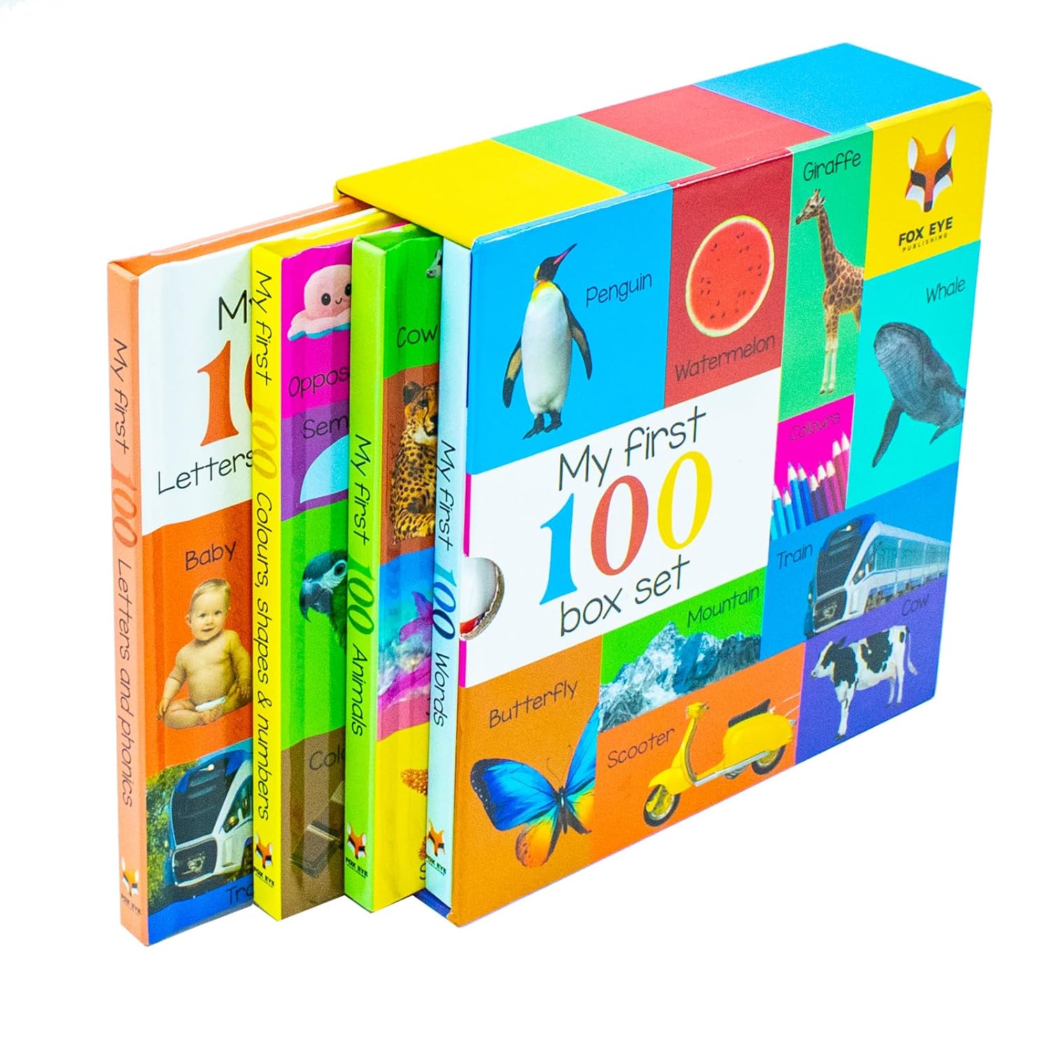 My First 100 Words Box Set 4 Board Books Collection Set Words, Animals, Colours - Lets Buy Books
