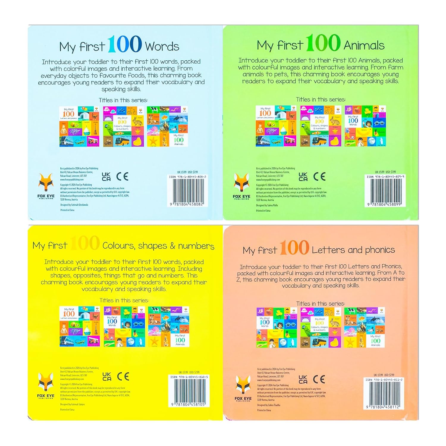 My First 100 Words Box Set 4 Board Books Collection Set Words, Animals, Colours - Lets Buy Books
