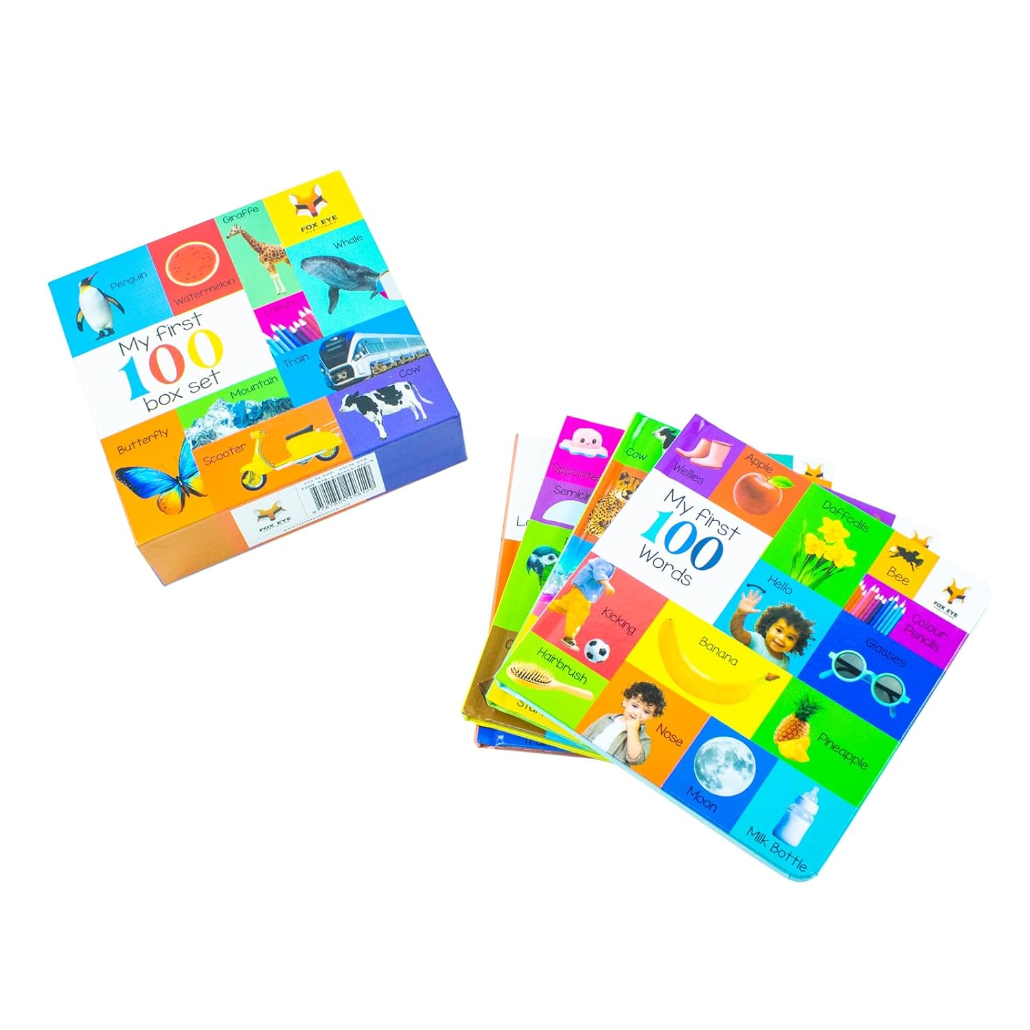 My First 100 Words Box Set 4 Board Books Collection Set Words, Animals, Colours - Lets Buy Books