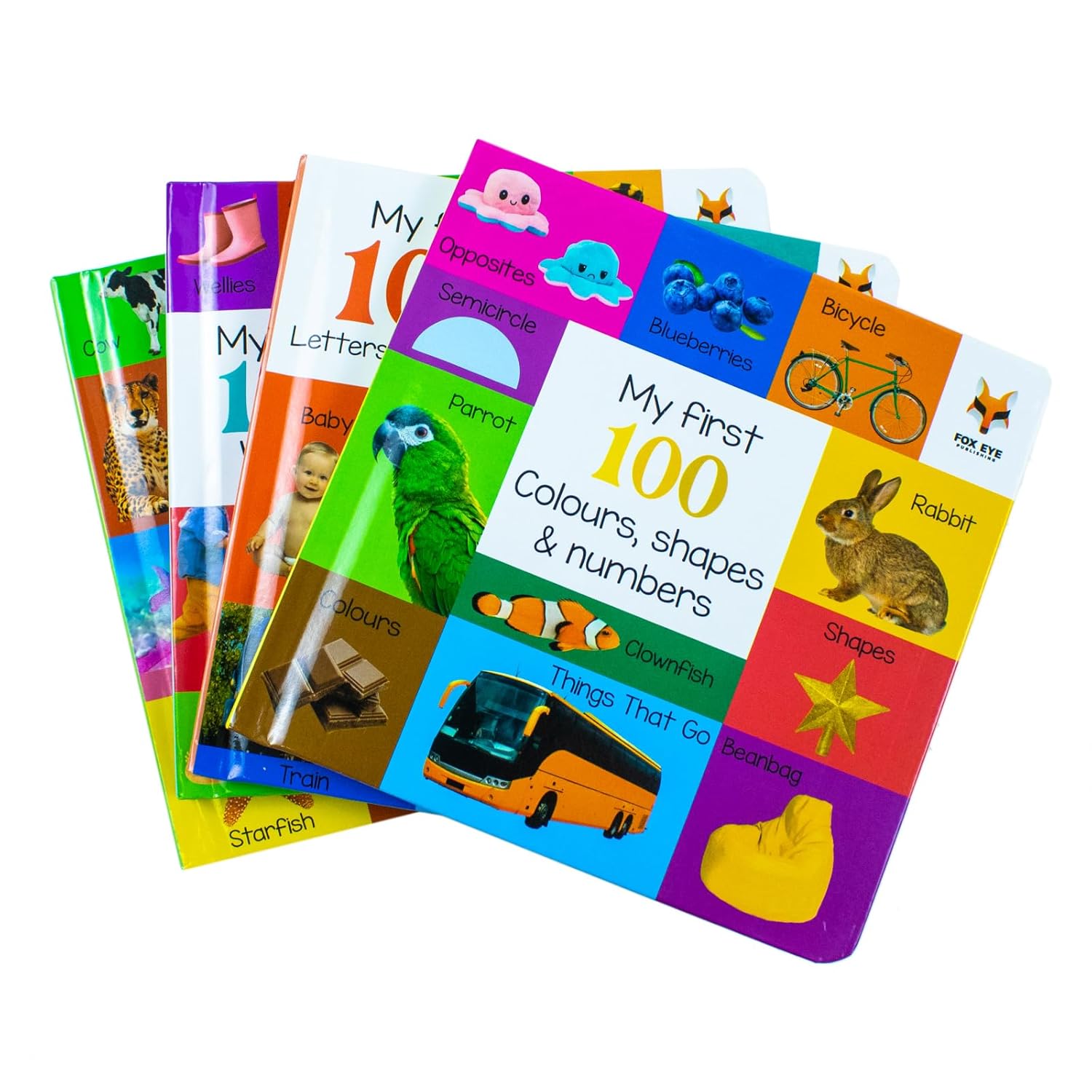 My First 100 Words Box Set 4 Board Books Collection Set Words, Animals, Colours - Lets Buy Books