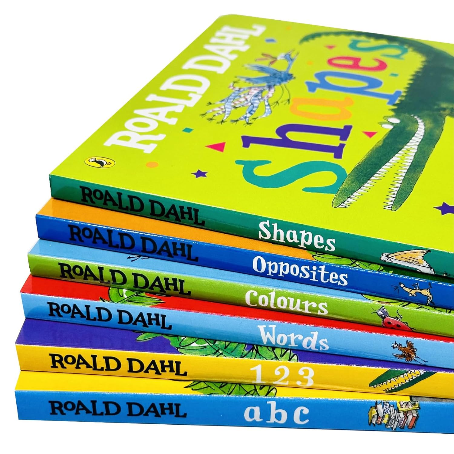 Roald Dahl Early Learning Pre-School Children Collection 6 Books Board Book Collection Set (Shapes, Words, Colours, Opposites, ABC & 123) - Lets Buy Books