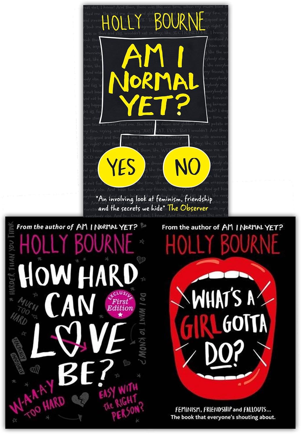 Spinster Club Series Collection 3 Books Set By Holly Bourne Am I Normal Yet, How Hard Can Love Be, What's a Girl Gotta Do - Lets Buy Books