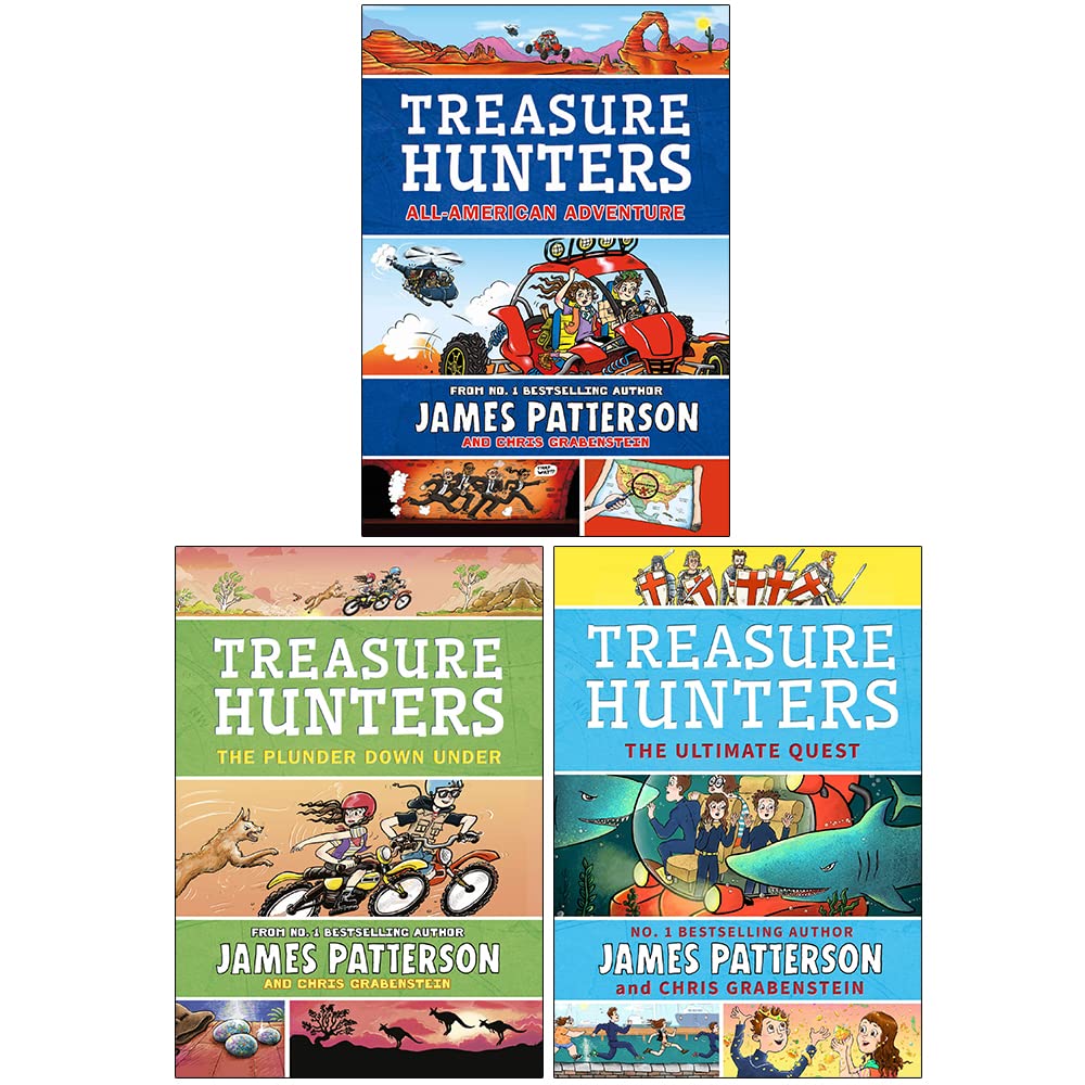 Treasure Hunters Series 6-8 Books Collection Set By James Patterson Plunder Down Under, All-American Adventure, Ultimate Quest - Lets Buy Books