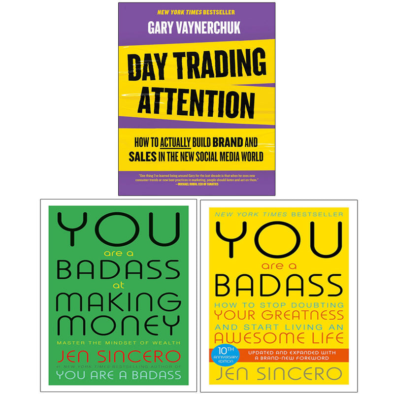 Day Trading Attention, You Are a Badass at Making Money, You Are a Badass 3 Books Collection Set - Lets Buy Books