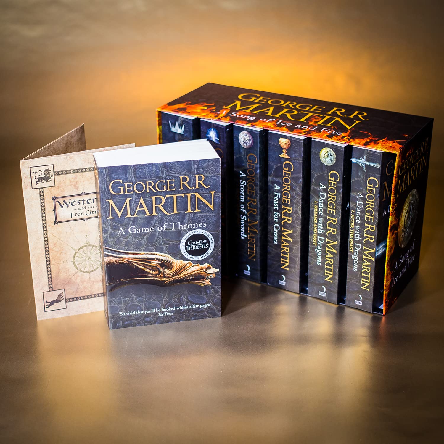 Interior pages of A Song of Ice and Fire paperback volumes by George R.R. Martin