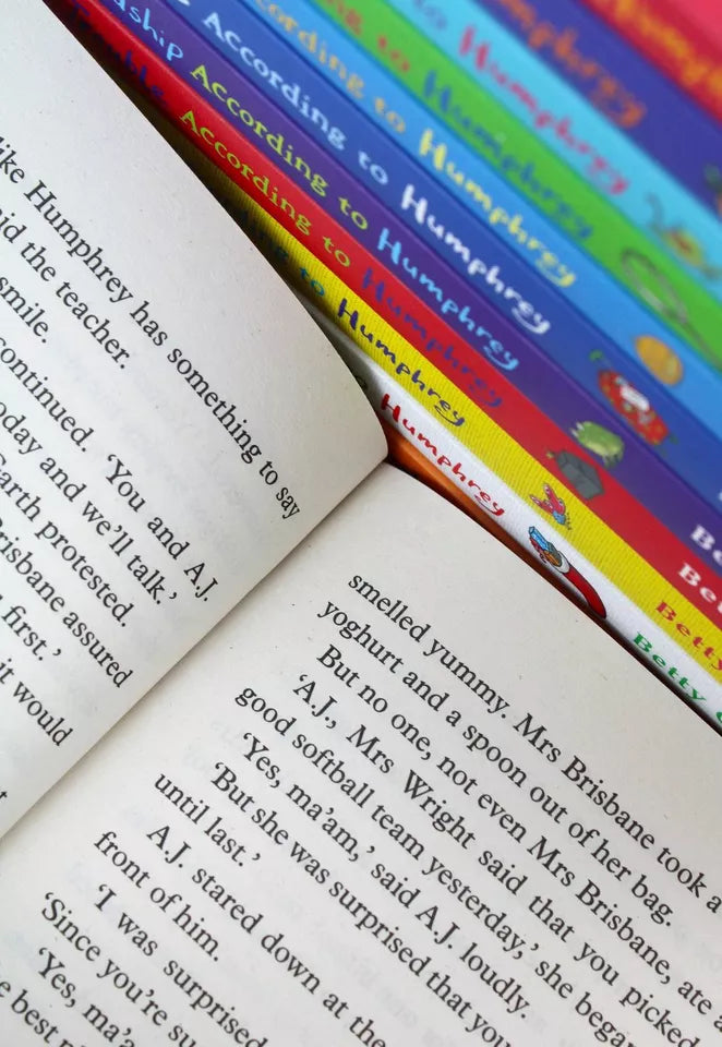 According to Humphrey complete paperback series spines by Betty G. Birney - 12 book set for ages 7-9