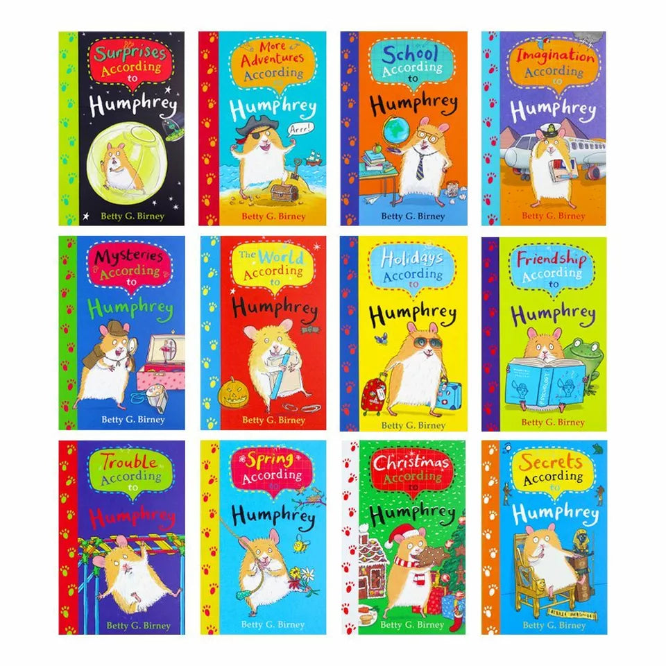 According to Humphrey 12 book collection titles by Betty G. Birney - paperback childrens chapter books ages 7-9