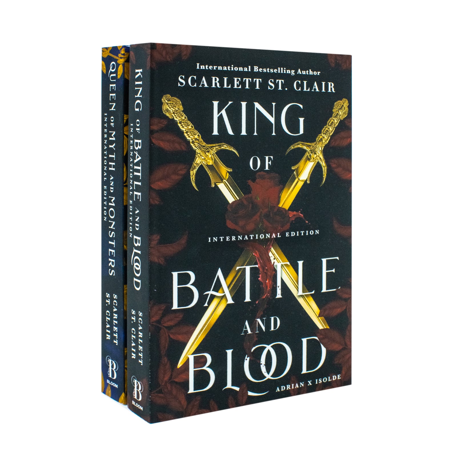 Adrian X Isolde 2-Book Paperback Set by Scarlett St Clair featuring King of Battle and Blood and Queen of Myth and Monsters