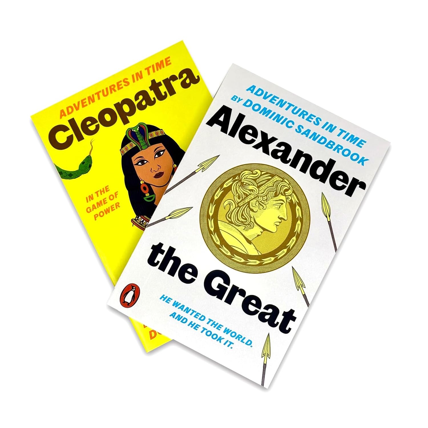 Adventures in Time 2 Books Collection Set spines - Cleopatra and Alexander the Great by Dominic Sandbrook
