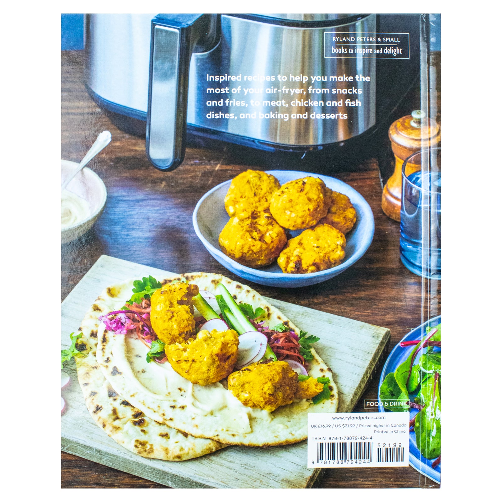 Air-Fryer Cookbook by Jenny Tschiesche hardback back cover with recipe description