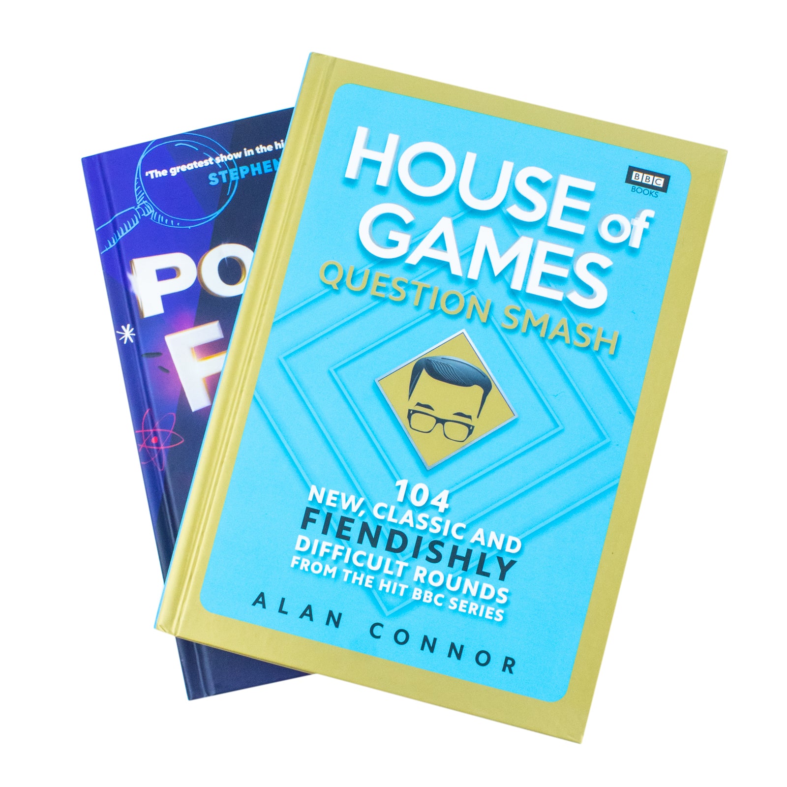 Back cover detail of the Alan Connor quiz book collection set, House of Games Question Smash and Pointless Facts for Curious Minds