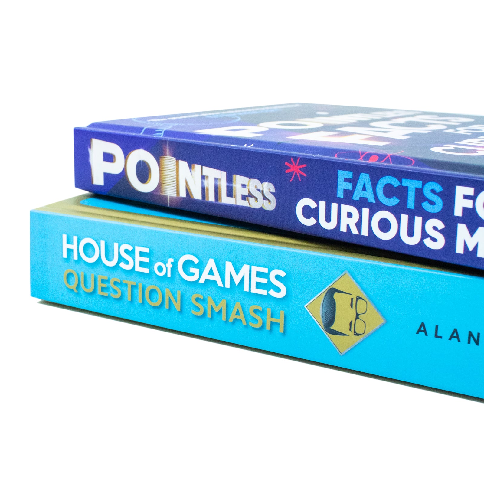 Close-up of House of Games Question Smash paperback book by Alan Connor, BBC Books quiz title