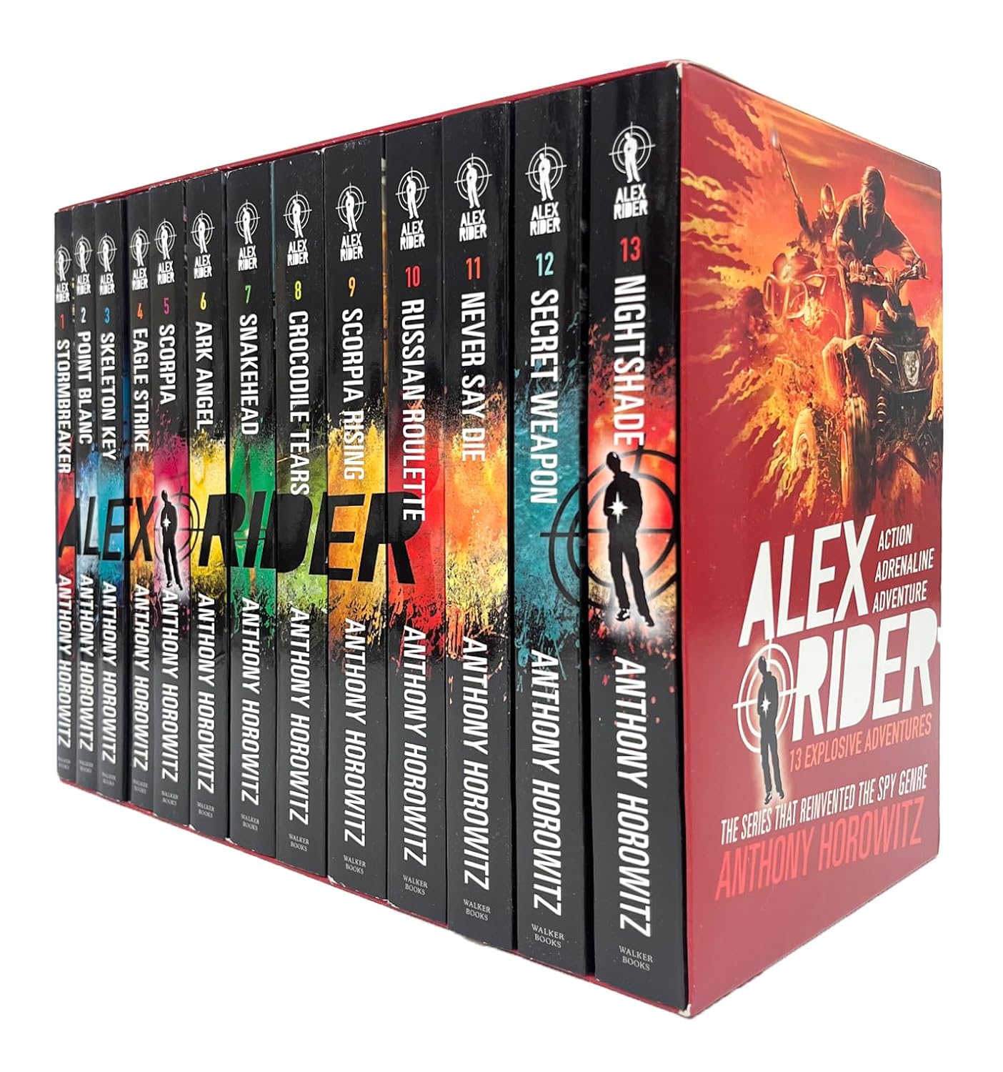 Alex Rider Series 13 Books Collection Set by Anthony Horowitz - complete paperback YA spy thriller set including Stormbreaker, Point Blanc, Scorpia and more, ages 9-14