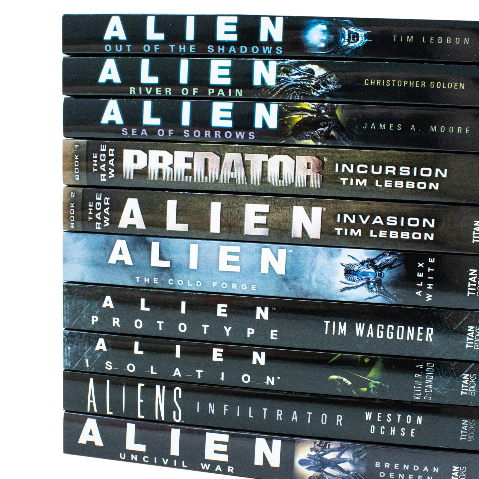 Alien Series 10 Books Collection Set - Titan Books paperback sci-fi horror boxed set spines view