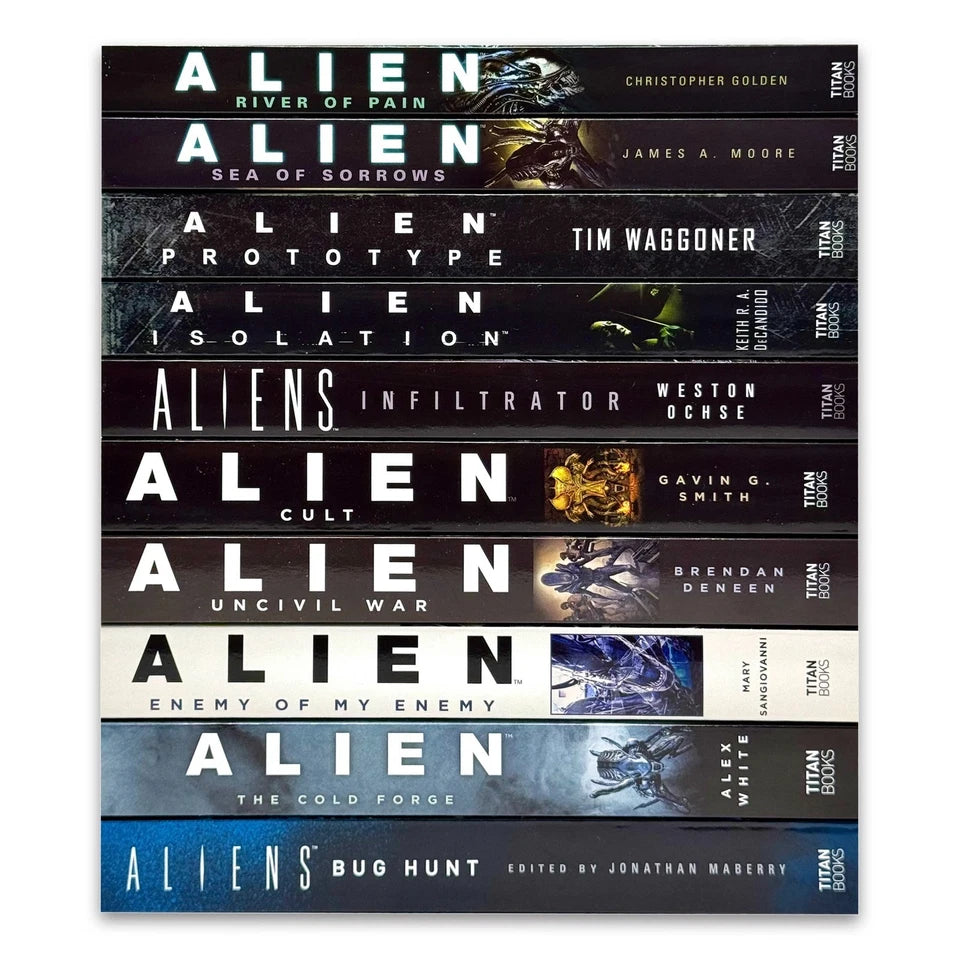 Spines of the Alien Series 10 Books Collection Set paperback editions published by Titan Books