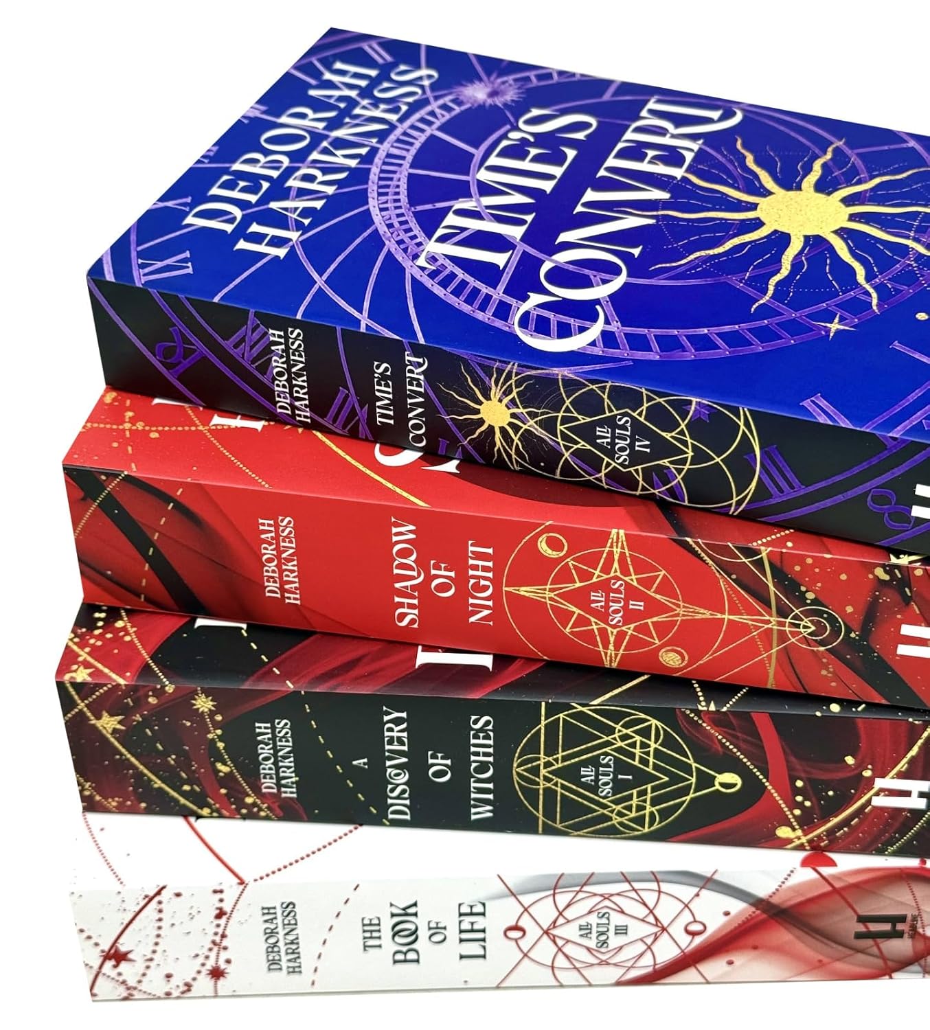Close up of All Souls series paperback books by Deborah Harkness collection set