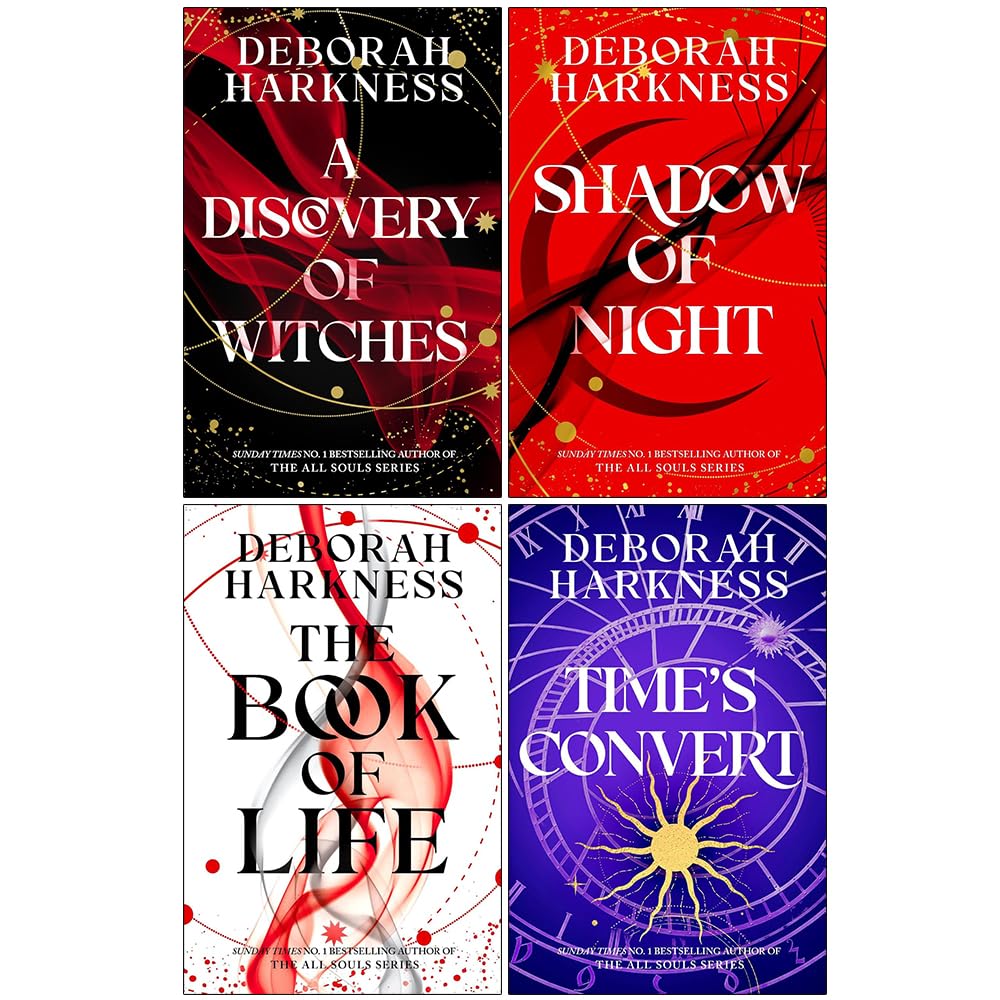 All Souls Trilogy and Time's Convert paperback books stacked together