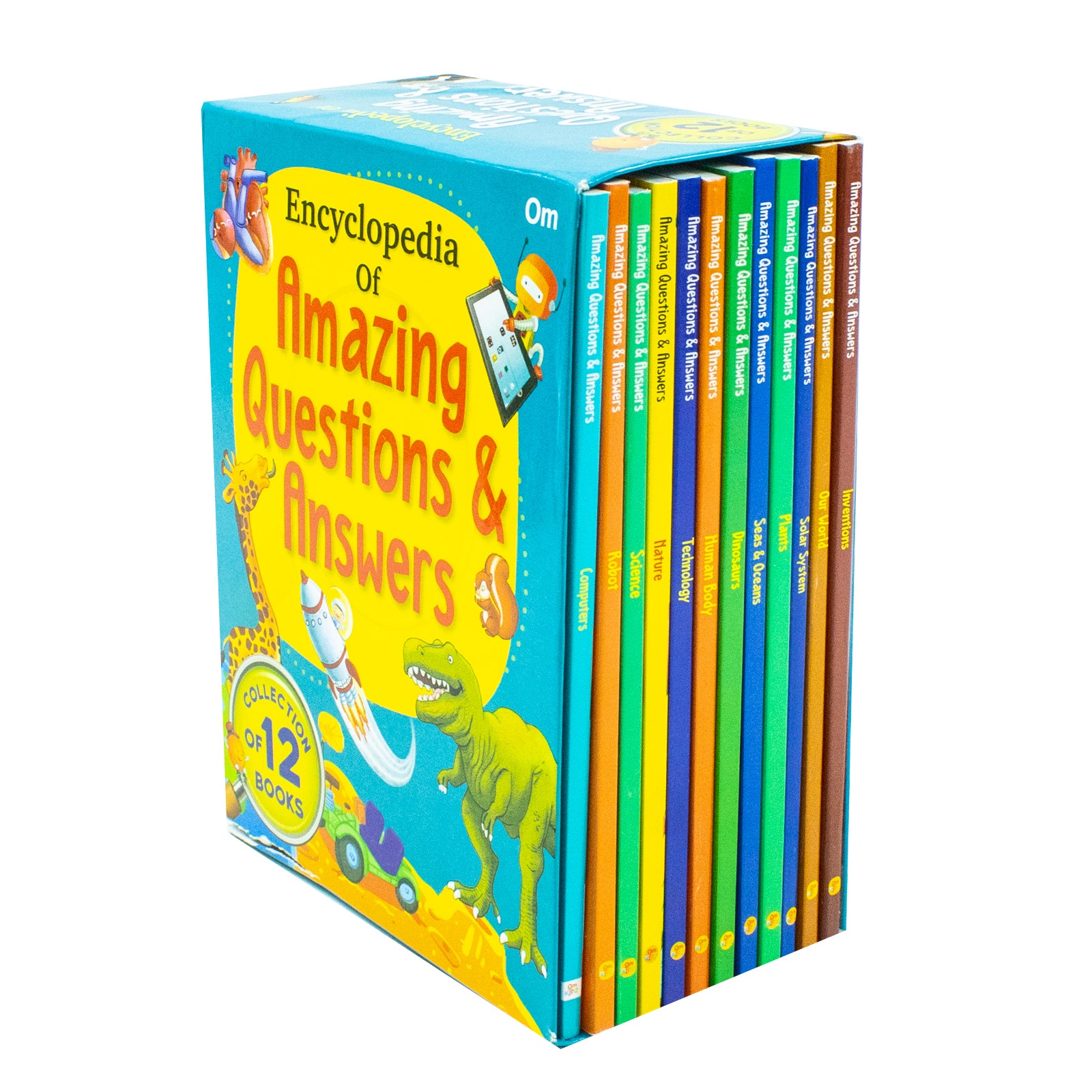 Encyclopedia of Amazing Questions & Answers 12 Books Collection Set by Om Books Editorial Team - Paperback Ages 6+ - Solar System, Dinosaurs, Inventions & More