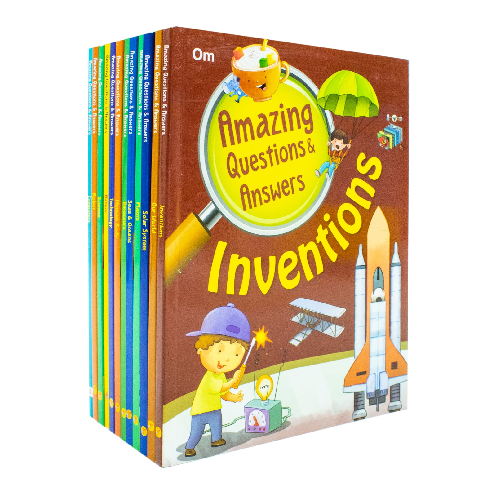 Encyclopedia of Amazing Questions & Answers 12 Books Collection Set by Om Books Editorial Team - Paperback Ages 6+ - Solar System, Dinosaurs, Inventions & More