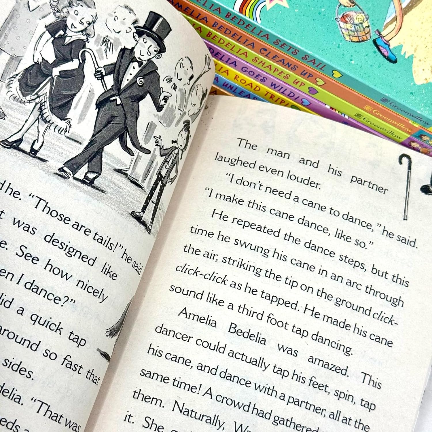 Amelia Bedelia box set spine view showing all eight paperback chapter books