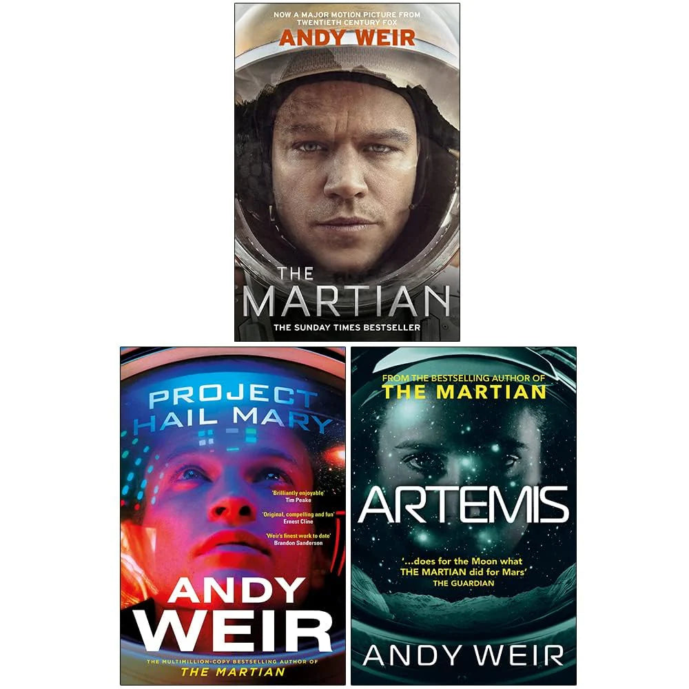 Andy Weir 3 Books Collection Set - Project Hail Mary, Artemis, The Martian - Paperback edition front cover