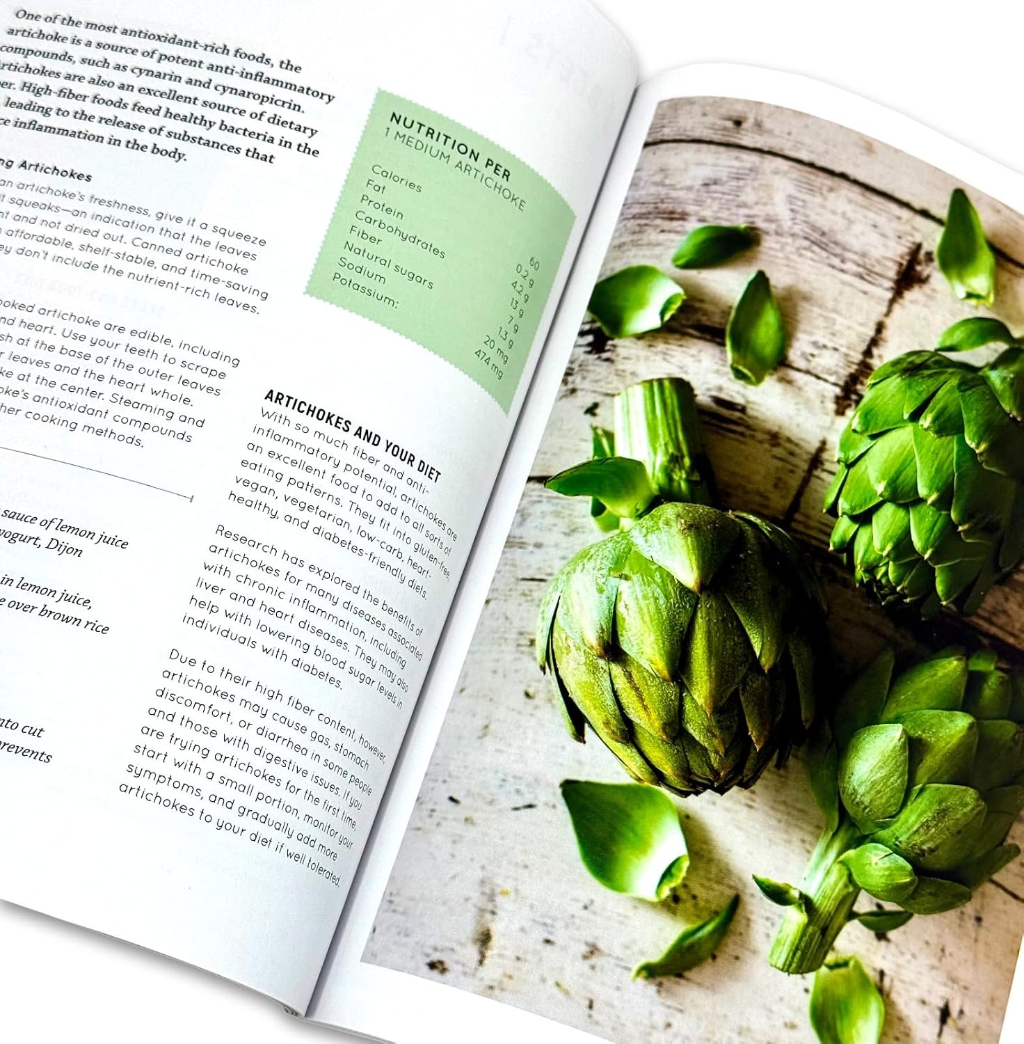 Inside pages of Anti-Inflammatory Foods by Lizzie Streit paperback, anti-inflammatory food guide