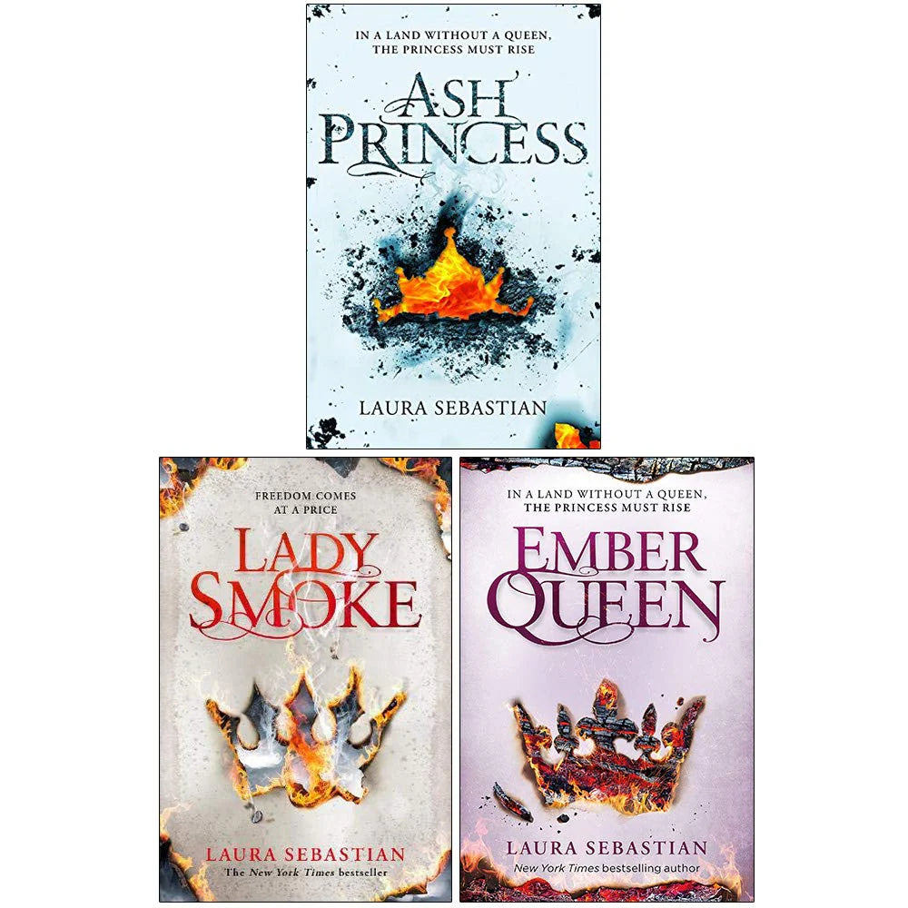 Ash Princess, Lady Smoke and Ember Queen paperback books by Laura Sebastian - Ash Princess Trilogy Collection Set