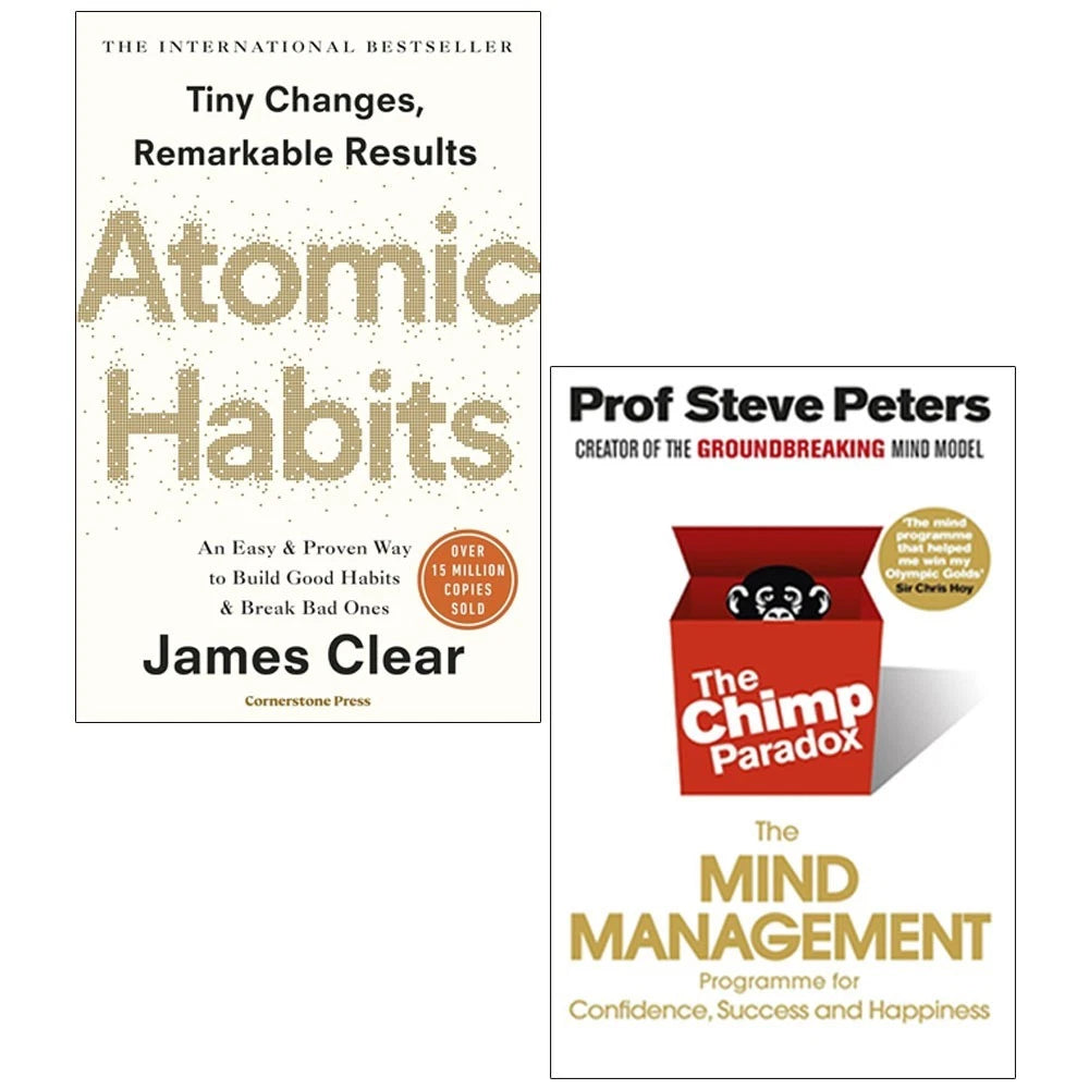 Atomic Habits by James Clear and The Chimp Paradox by Steve Peters - 2 book paperback collection set