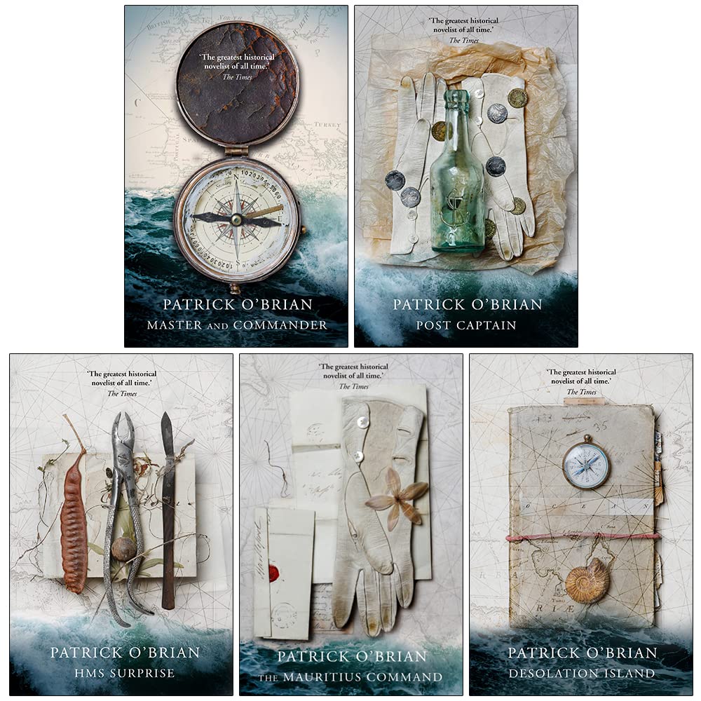 Aubrey-Maturin Series by Patrick O'Brian 5 Books Collection Set - Fiction - Paperback stacked books