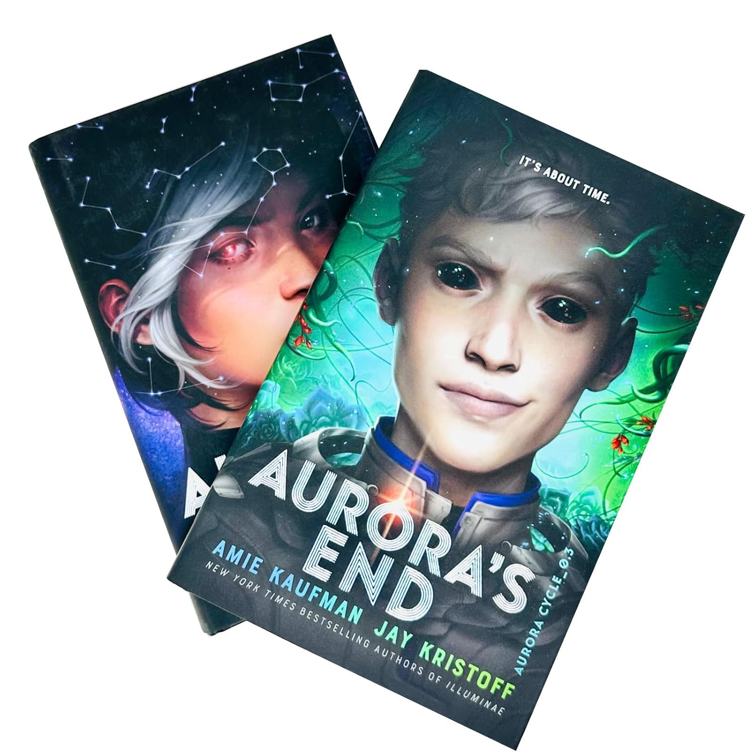Aurora Rising and Aurora's End paperback book set back cover - The Aurora Cycle by Amie Kaufman and Jay Kristoff