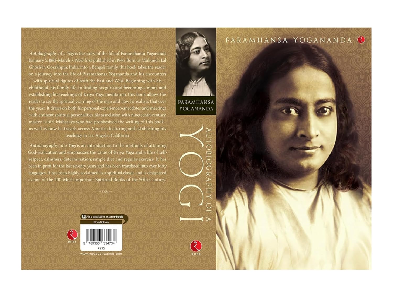 Angled view of Autobiography of a Yogi paperback by Paramahansa Yogananda