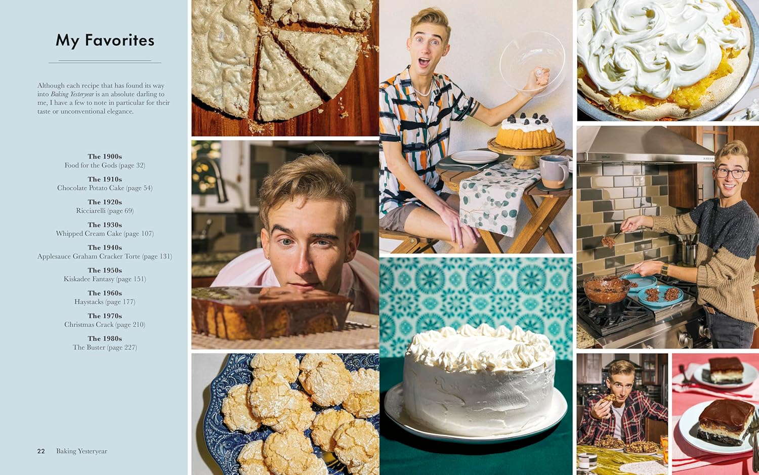 Baking Yesteryear by B. Dylan Hollis - hardback cookbook back cover with recipe highlights