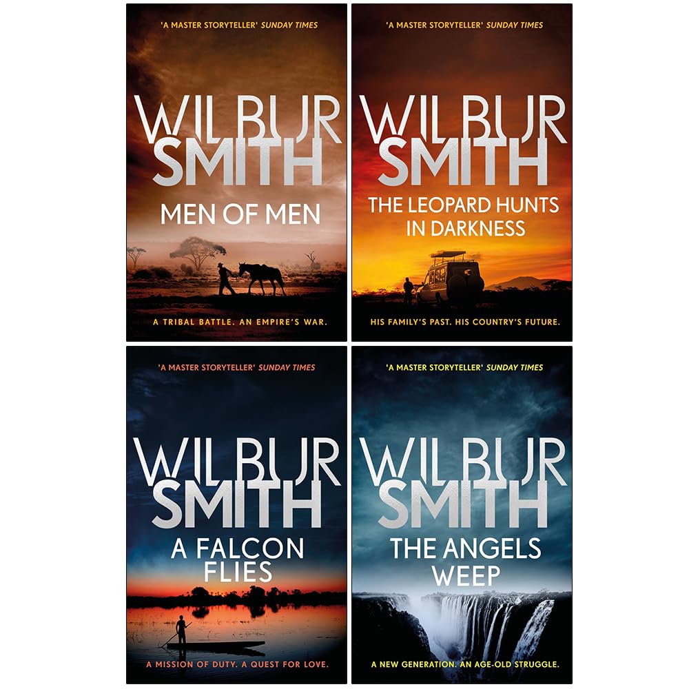 The Ballantyne Series by Wilbur Smith - A Falcon Flies, Men of Men, The Angels Weep, The Leopard Hunts in Darkness paperbacks