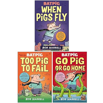 Batpig: When Pigs Fly by Rob Harrell - paperback graphic novel cover, ages 7-9
