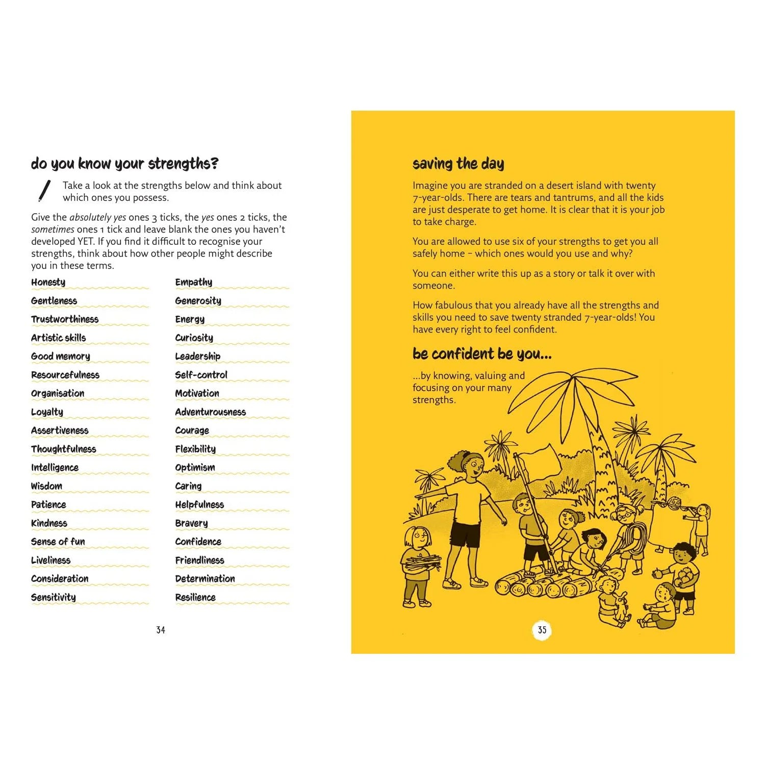 Be Confident Be You by Becky Goddard-Hill - sample inside spread with confidence-building tips