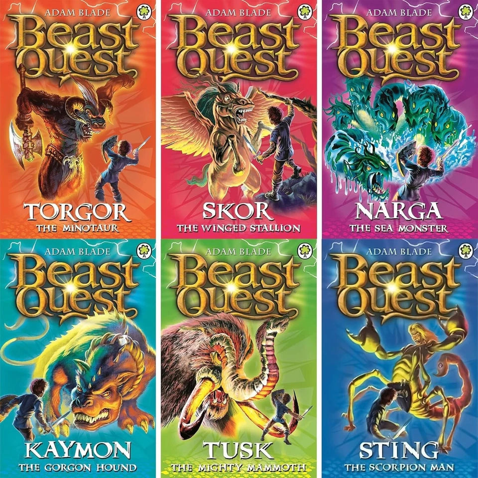 Beast Quest Amulet of Avantia and Shadow Beasts paperback books by Adam Blade