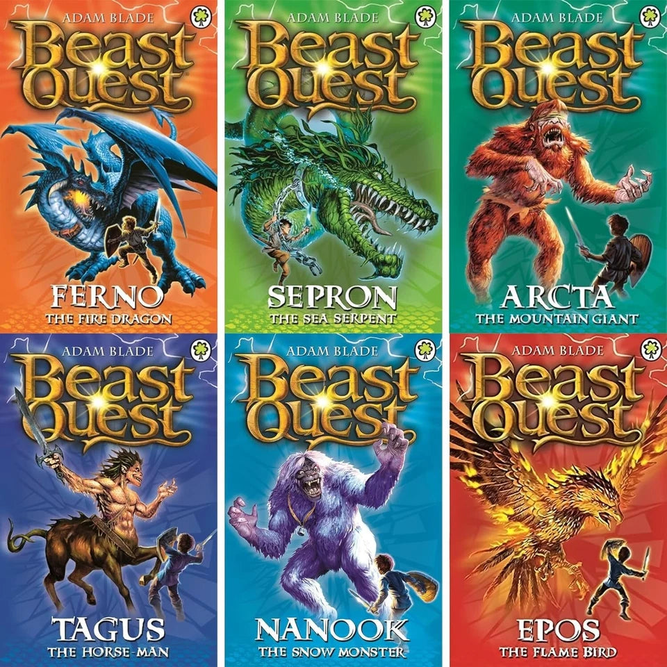 Beast Quest Series 1-5 collection set close-up cover artwork by Adam Blade