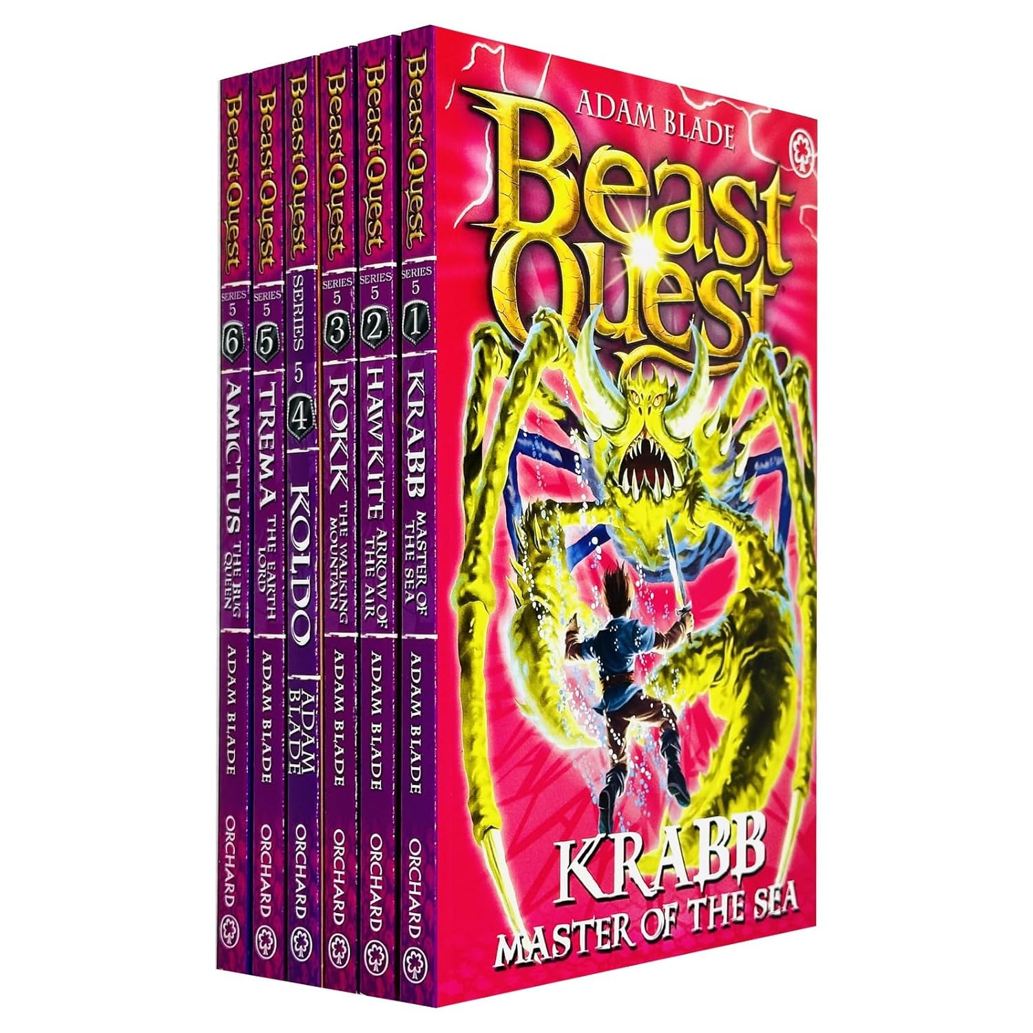 Beast Quest Series 5 6 Books Collection Set by Adam Blade - Paperback box set cover, ages 7-9
