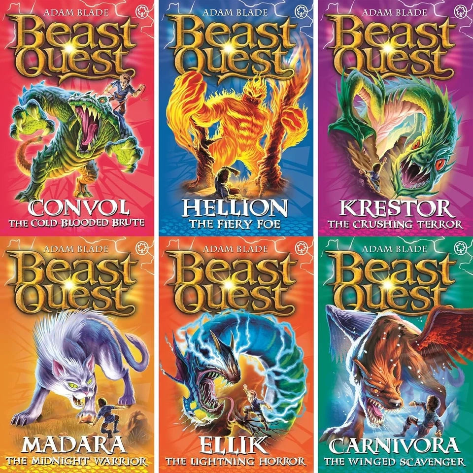 Beast Quest Series 6-10 30 Books Collection Set by Adam Blade - close up of paperback book spines