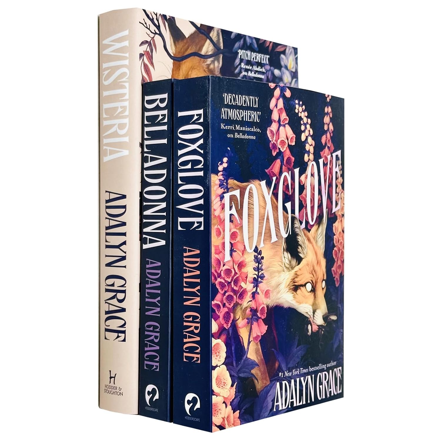 Belladonna trilogy 3 books collection set by Adalyn Grace - Belladonna, Foxglove and Wisteria hardback covers