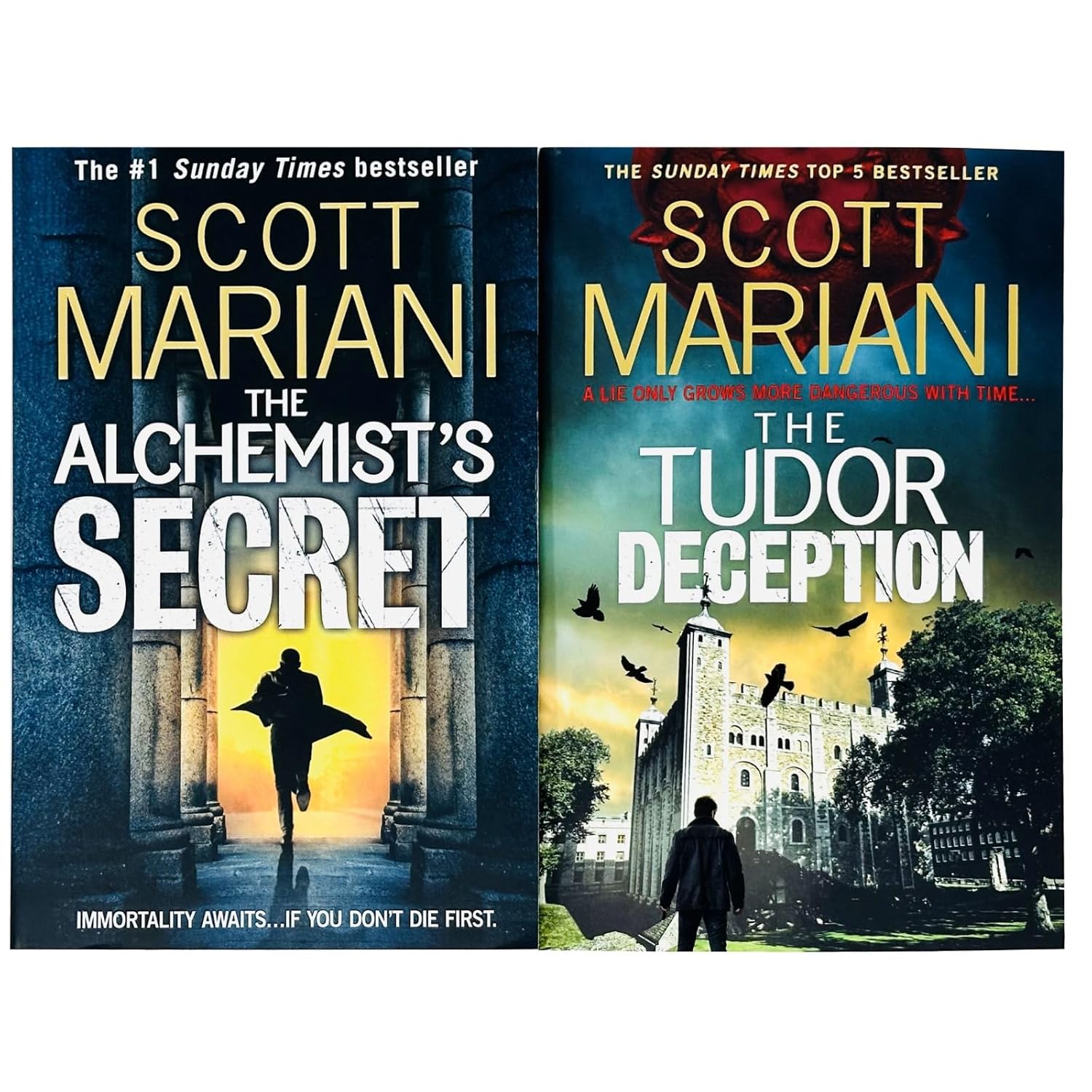 Scott Mariani Ben Hope Thrillers Collection - The Alchemist's Secret & The Tudor Deception paperback books