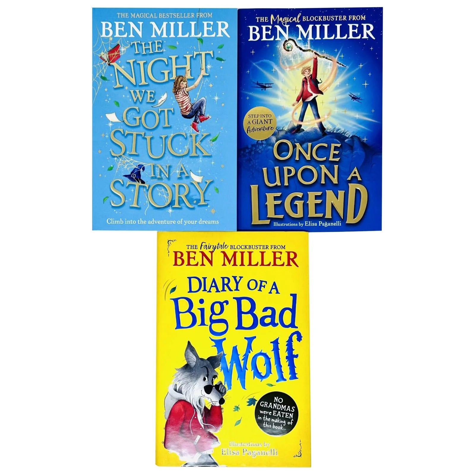 The Night We Got Stuck in a Story cover by Ben Miller, from the 3 books collection set for ages 7-9