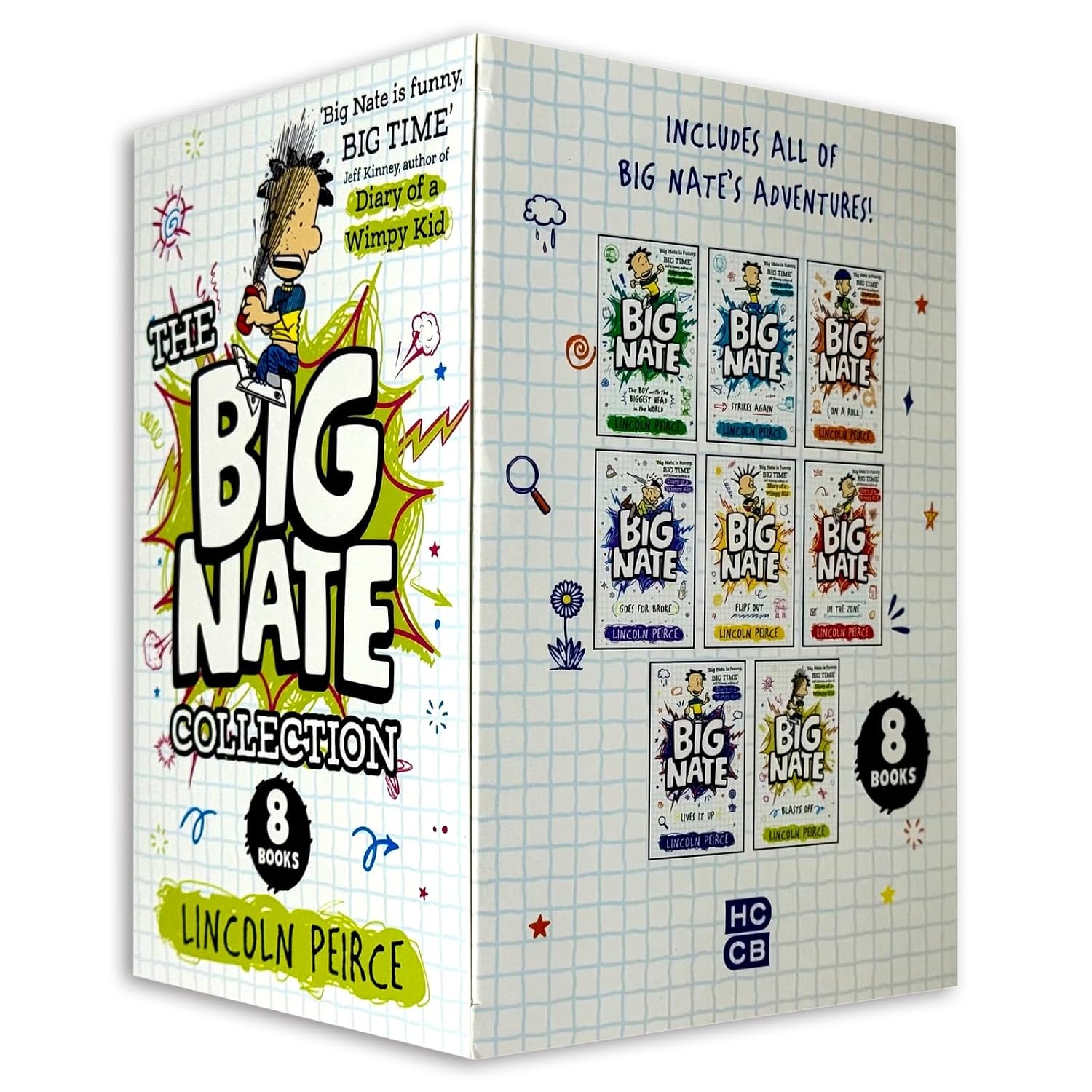 Big Nate Series 8 Books Collection Box Set by Lincoln Peirce - full paperback set laid out
