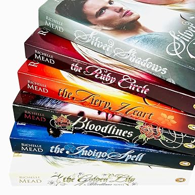 Bloodlines Richelle Mead 6 Book Paperback Set - The Indigo Spell and The Fiery Heart covers