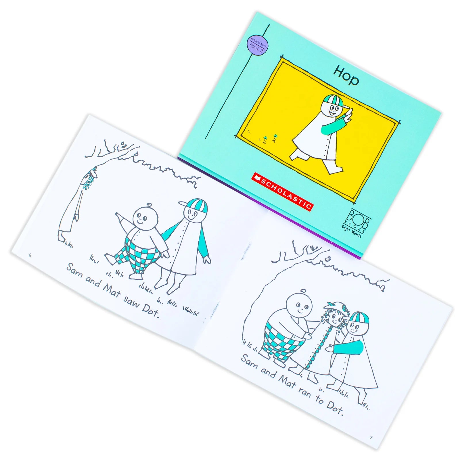 Bob Books Sight Words Kindergarten paperback books laid out with sight word flashcards
