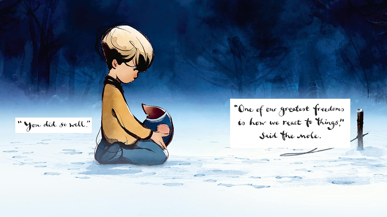 The Boy, the Mole, the Fox and the Horse: The Animated Story Book hardback - back cover showing illustrations