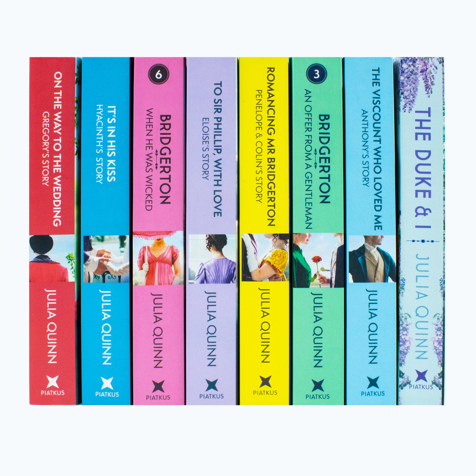 Bridgerton Family Series Books 1-8 Collection Set by Julia Quinn - Paperback - full set stacked
