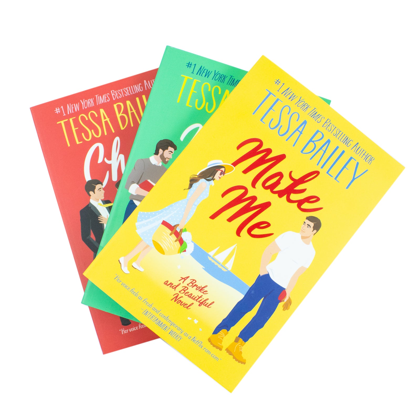 Broke and Beautiful Series by Tessa Bailey paperback collection set - Chase Me, Need Me, Make Me